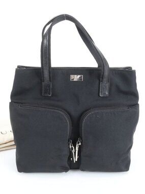 Gucci 002 Leather Nylon Handbag Tote Black